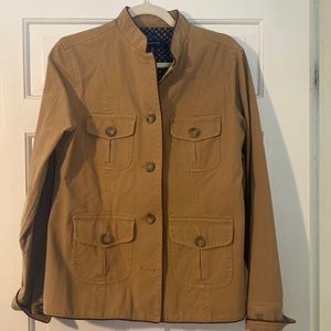 Lands’ End Utility jacket tan blazer suit jacket. EUC Size 12